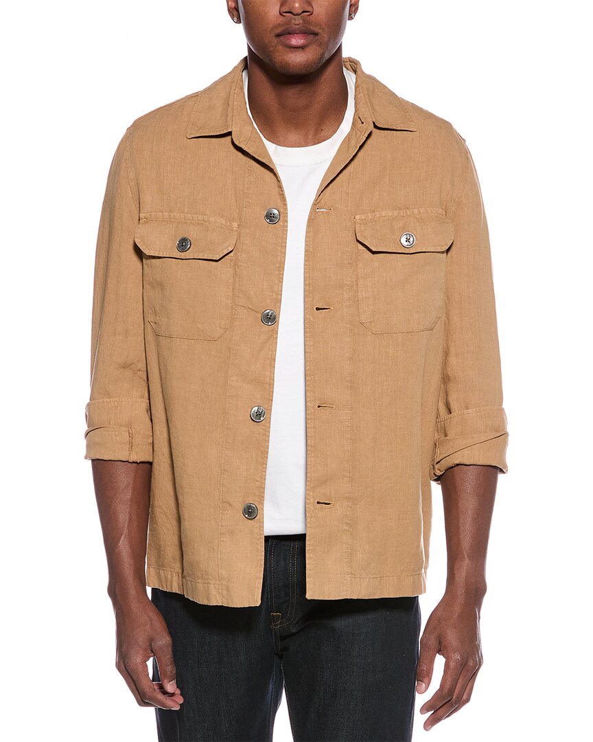Hugo Boss Button-down Cotton Blend Shirt In Brown