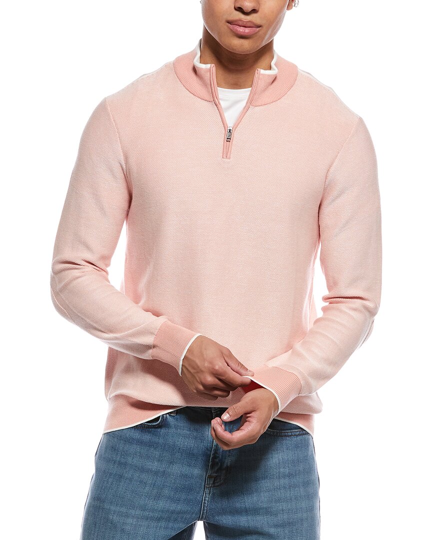 Raffi Links Stitch Zip Mock Neck Sweater In Pink