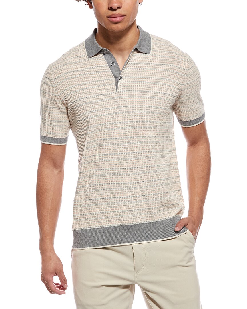 Raffi Silk-blend Stitch Polo Sweater In Metallic