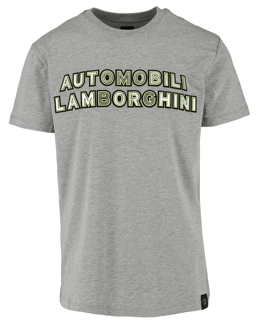 Shop Lamborghini Cotton Logo Patch T-shirt In Grey