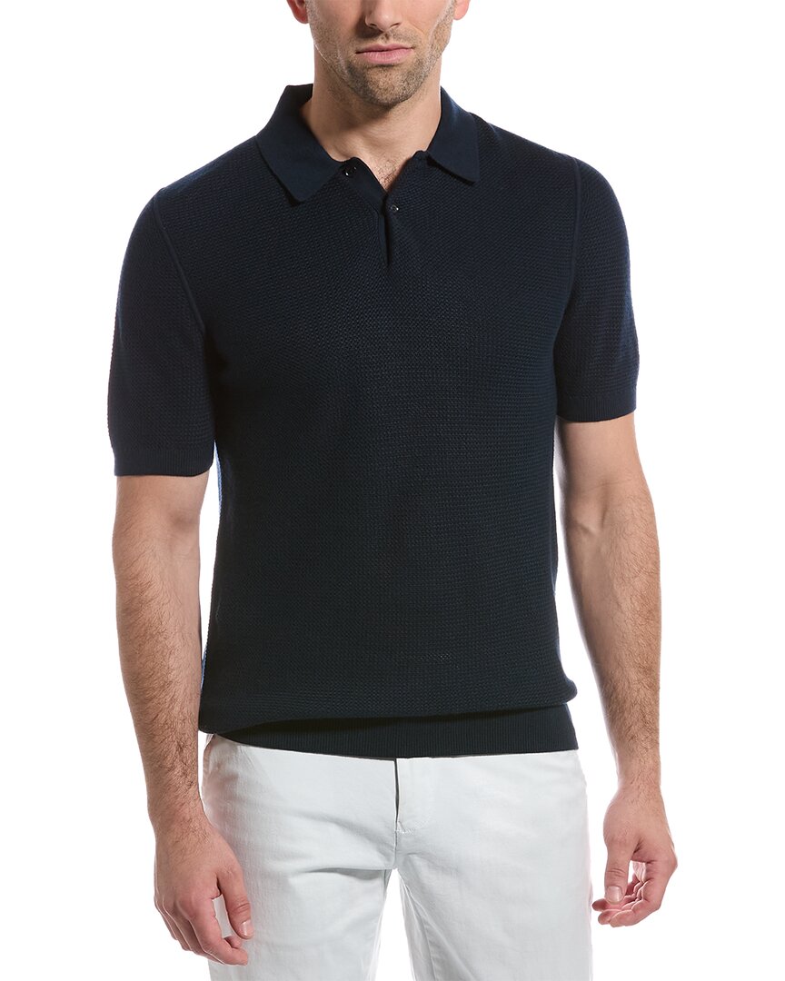 Ted Baker Imago Knit Polo T Shirt Navy In Blue