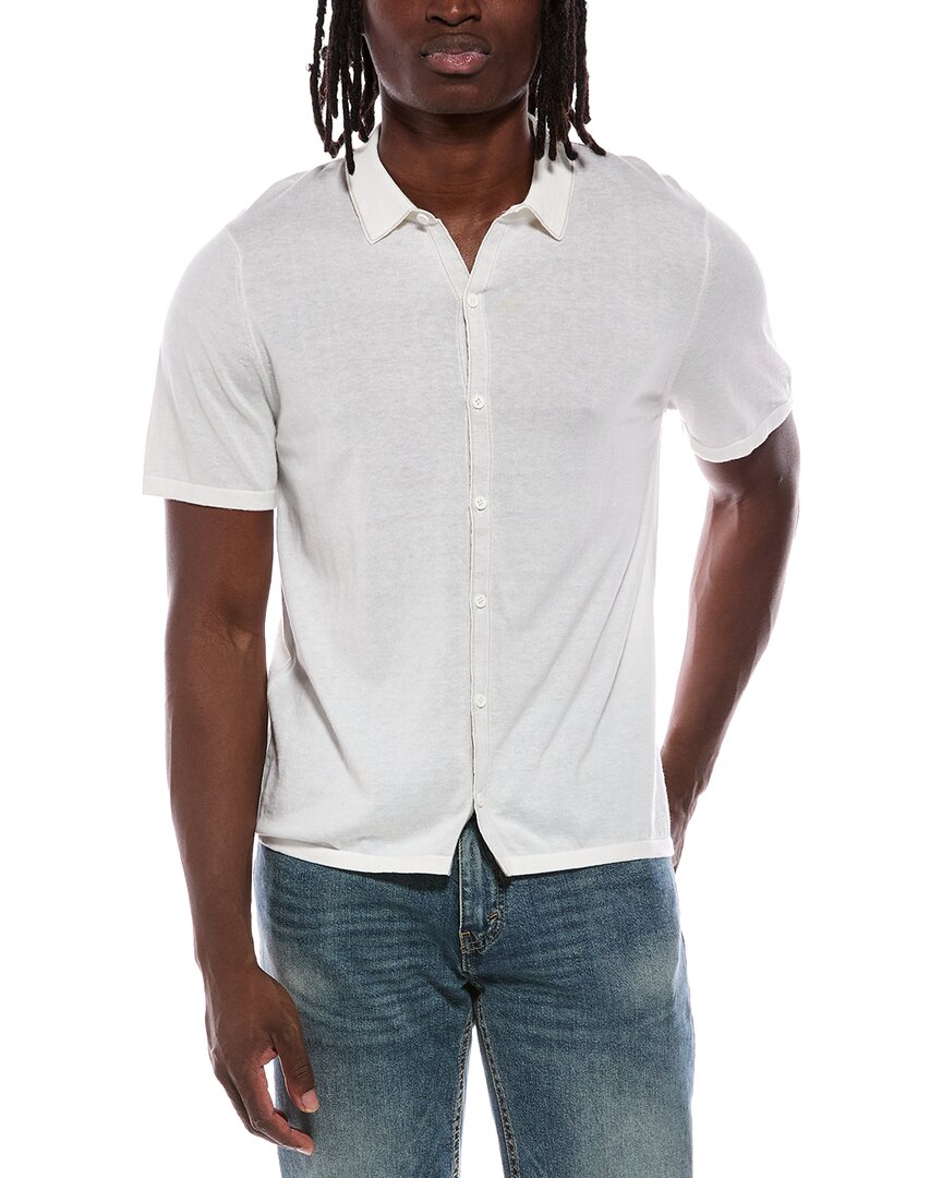 Autumn Cashmere Button Down Contrast Linking Cashmere-blend Shirt In White