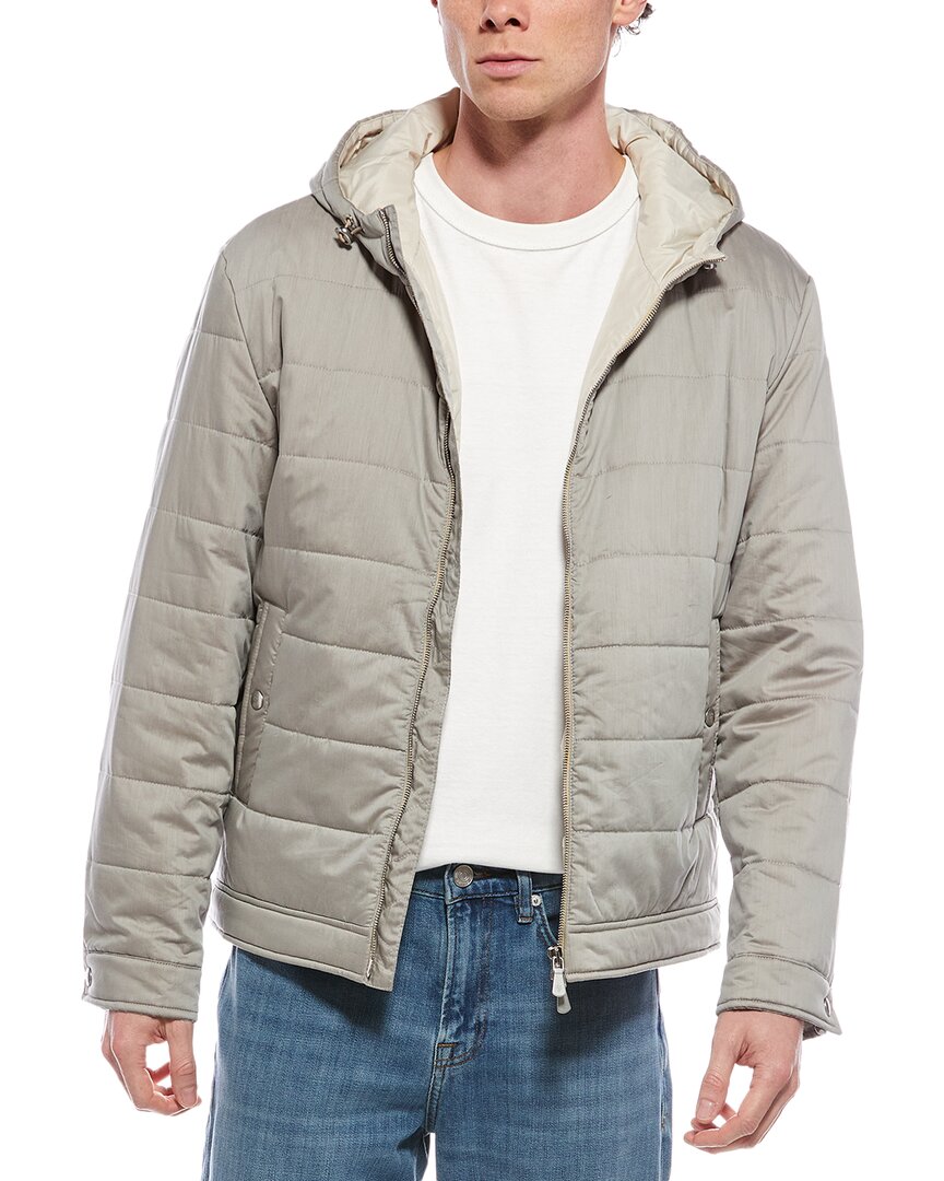 Eleventy Hooded Silk-blend Jacket In Gray