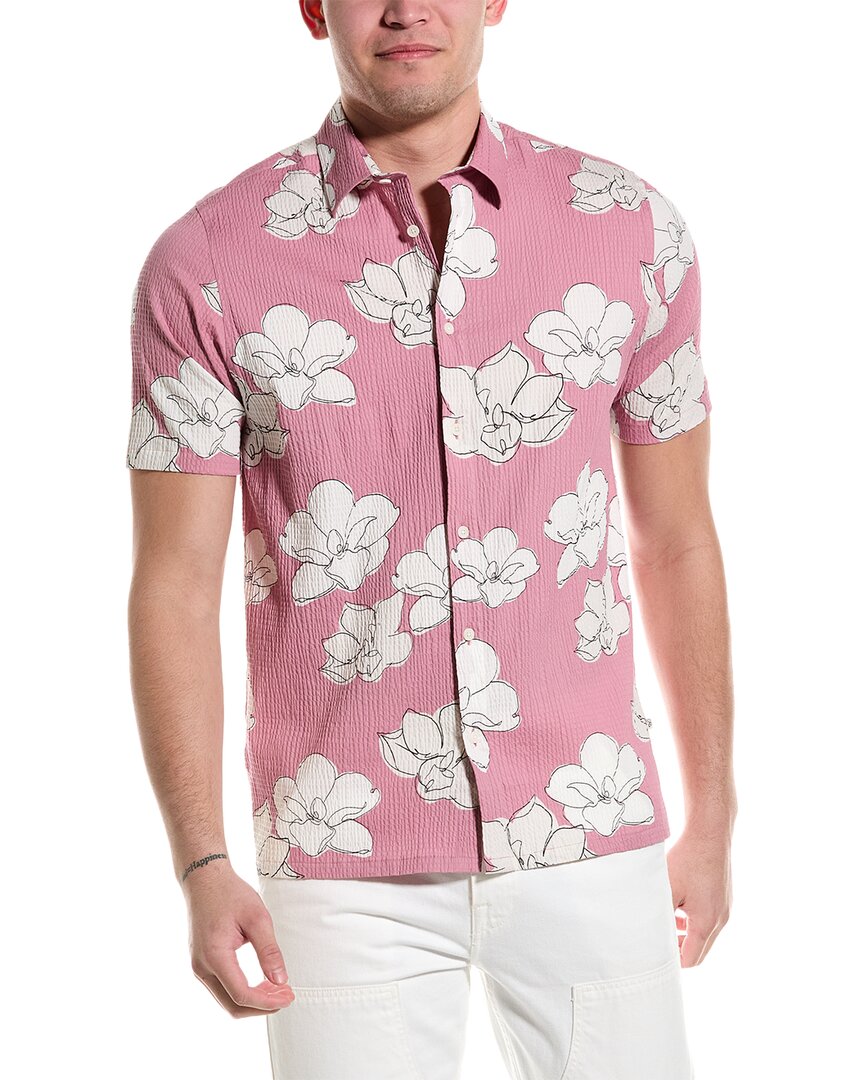 Shop Ted Baker Coving Seersucker Floral Print Regular Fit Shirt In Pink