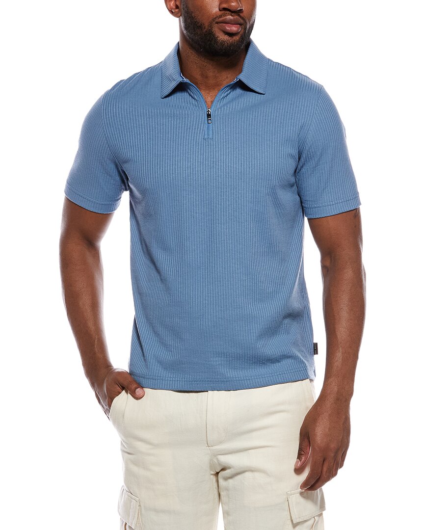 Ted Baker Rib Zip Polo Shirt In Blue