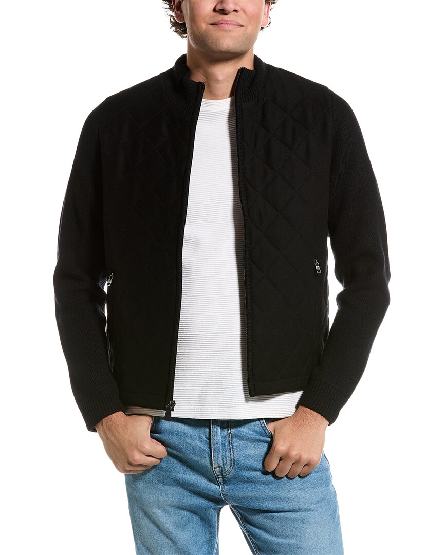 AMICALE CASHMERE AMICALE CASHMERE WOVEN ZIP MOCK WOOL & CASHMERE-BLEND JACKET
