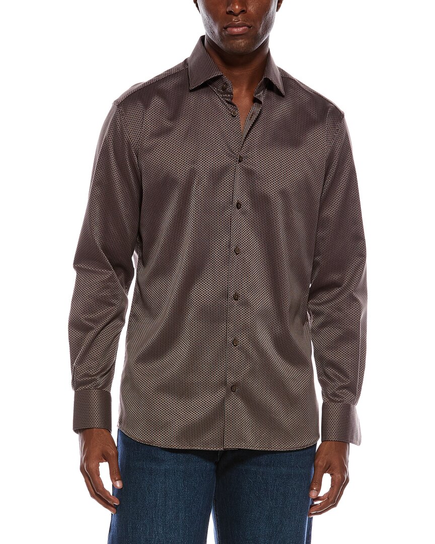 Eterna Structured Modern Fit Kettlance Shirt In Brown