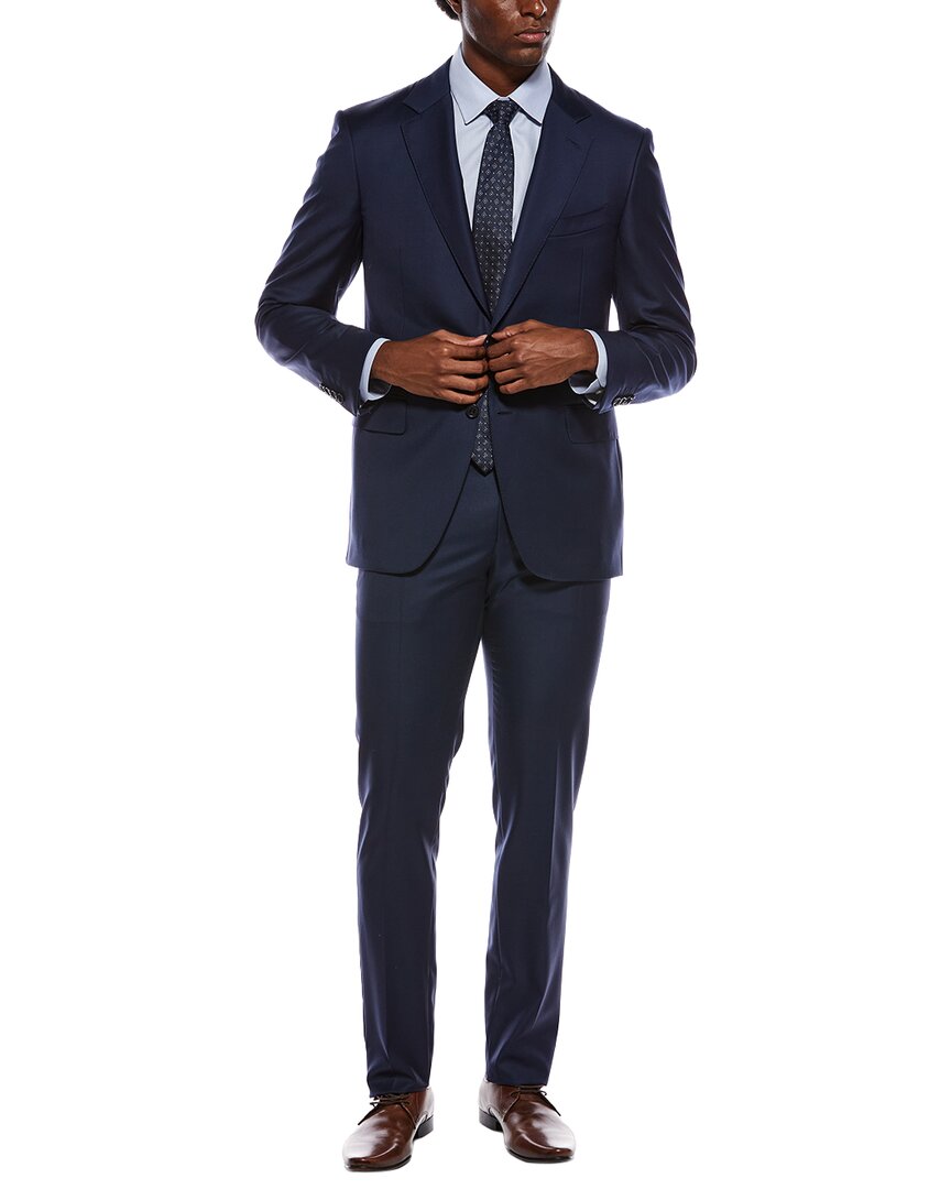 Canali Milano Trim Fit Impeccabile Microcheck Super 130s Wool Suit In Blue