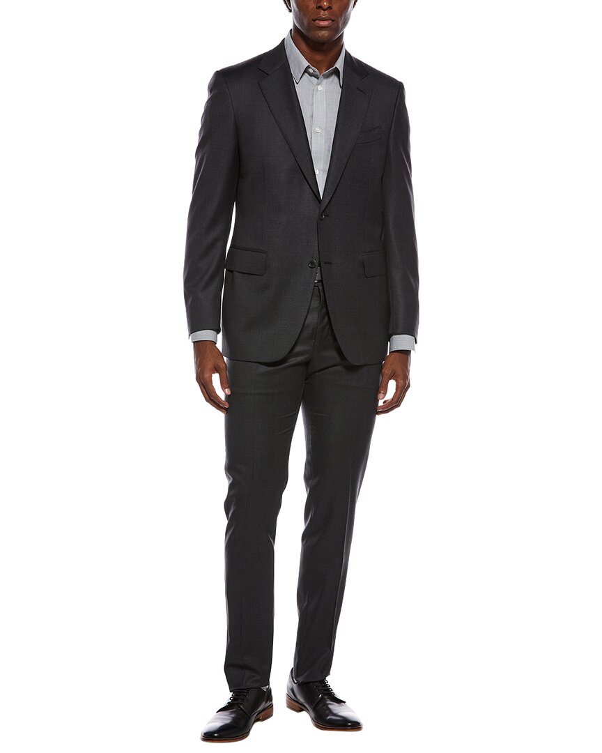 Canali 2pc Wool Suit With Flat Front Pant In Gray