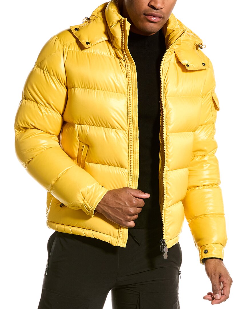 Moncler Maya Lacquered Down Jacket In Yellow
