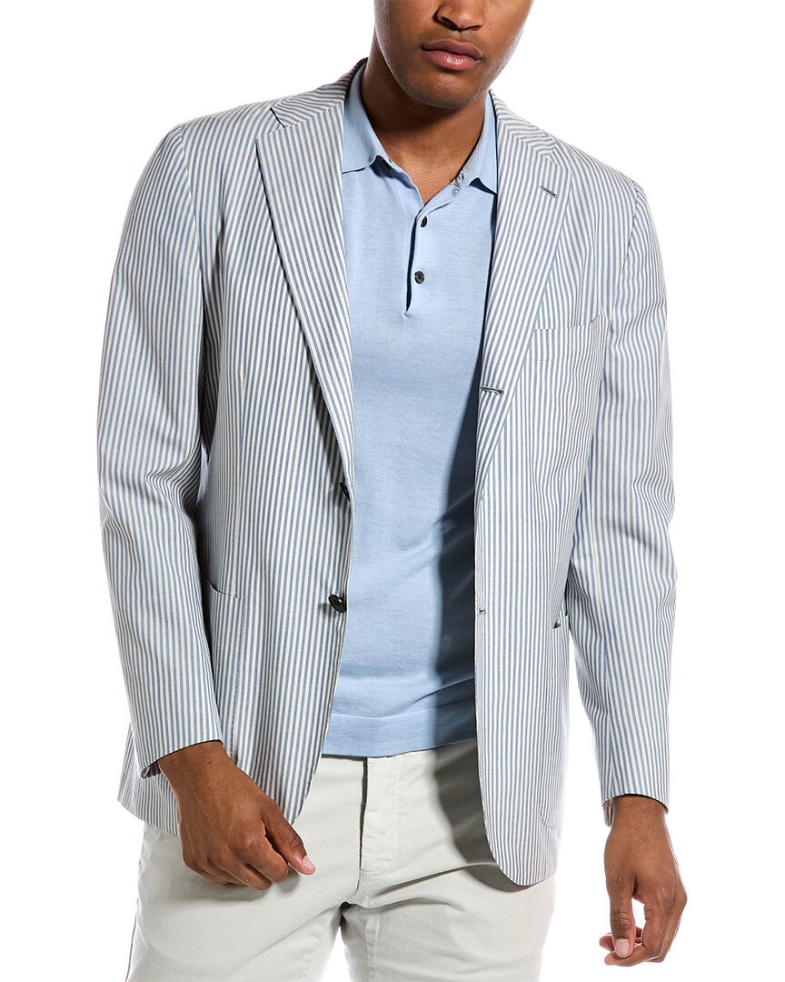 kiton striped cashmere, silk, & linen-blend blazer