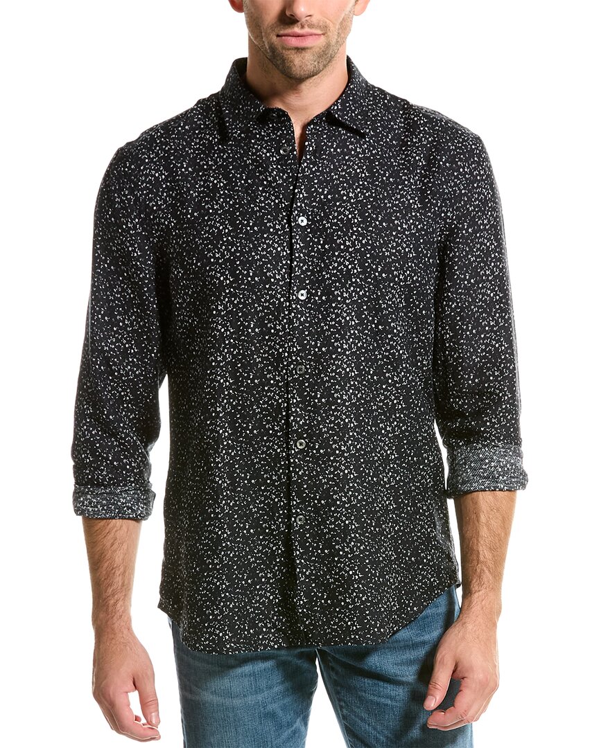 Shop John Varvatos Slim Fit Linen-blend Shirt In Blue