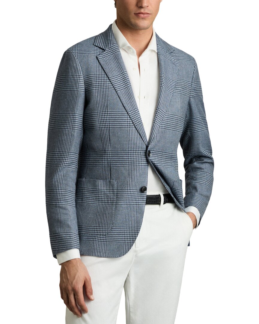 Reiss Gould Notch Prince Wool & Linen-blend Formal Jacket In Blue