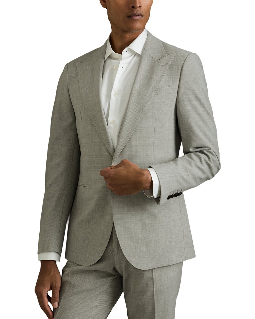 Reiss Slice Peak Check Wool-blend Blazer In Grey
