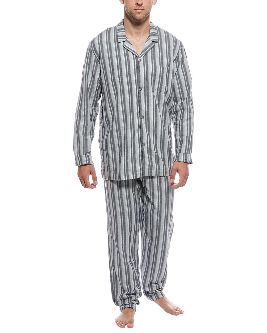 Hanro 2pc Recycled Flannel Pajama Set In Gray