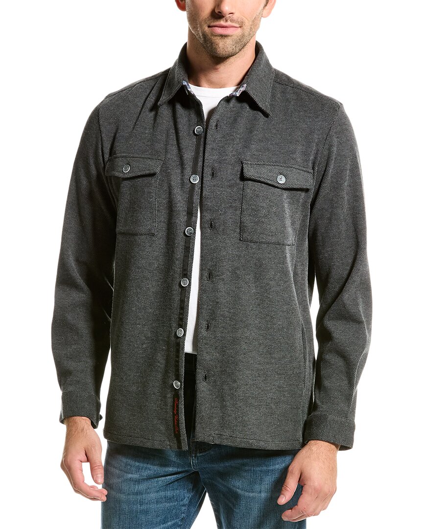 Shop Robert Graham Bishop Tailored Fit Overshirt In Grey