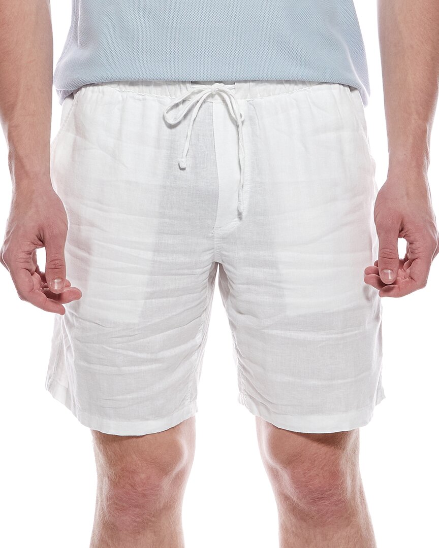 Tahari Woven Drawstring Linen-blend Short In White