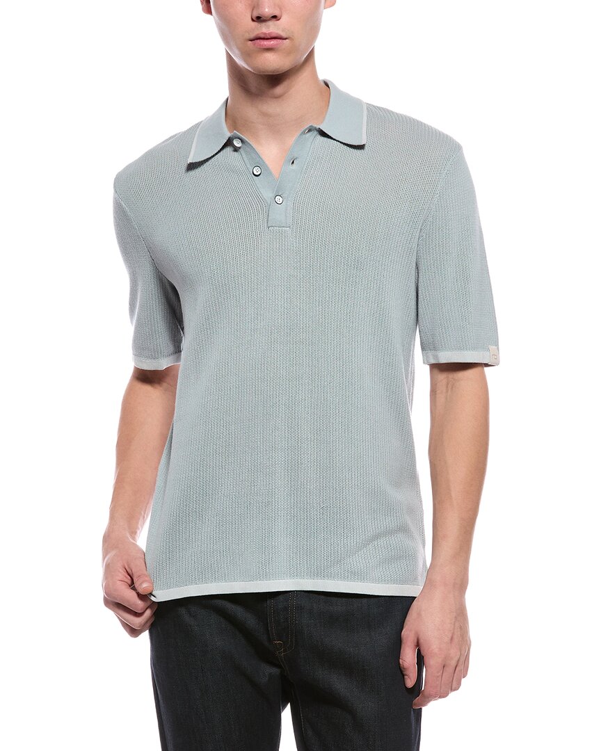 Rag & Bone Harvey Knit Polo Shirt In 490-ltblue
