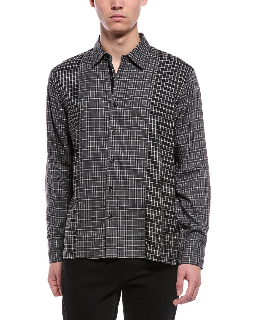Rag & Bone Dalton Flannel Patchwork Shirt In Black