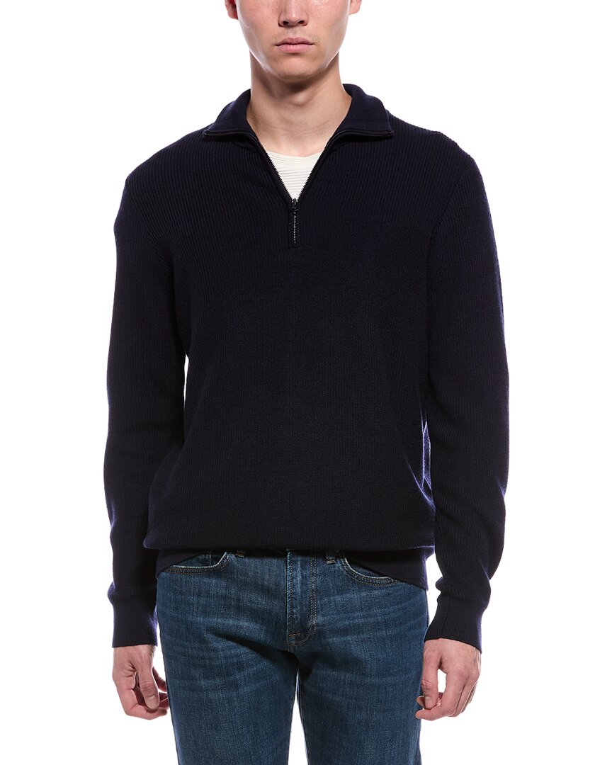 Rag & Bone Joel Wool-blend 1/2-zip Sweater In Navy