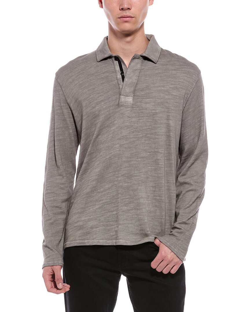 Rag & Bone Washed Flame Rugby Polo Shirt In Gray
