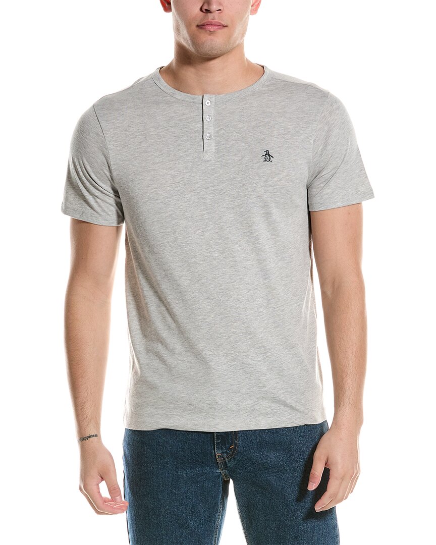 Shop Original Penguin Henley T-shirt In Grey