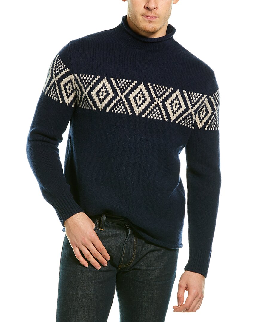 J.Crew Jacquard Wool Roll Neck Sweater Men's Blue M | eBay