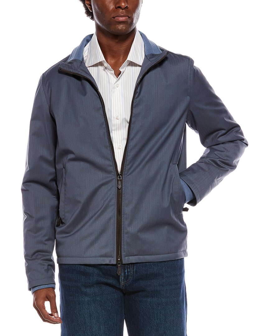 Isaia Wool-blend Solid Jacket In Grey