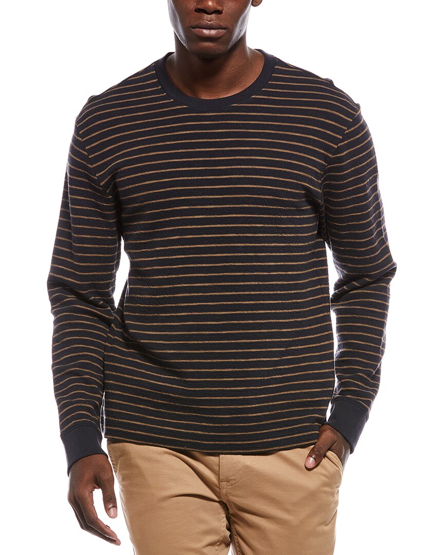 Vince Slub Stripe T-shirt In Black
