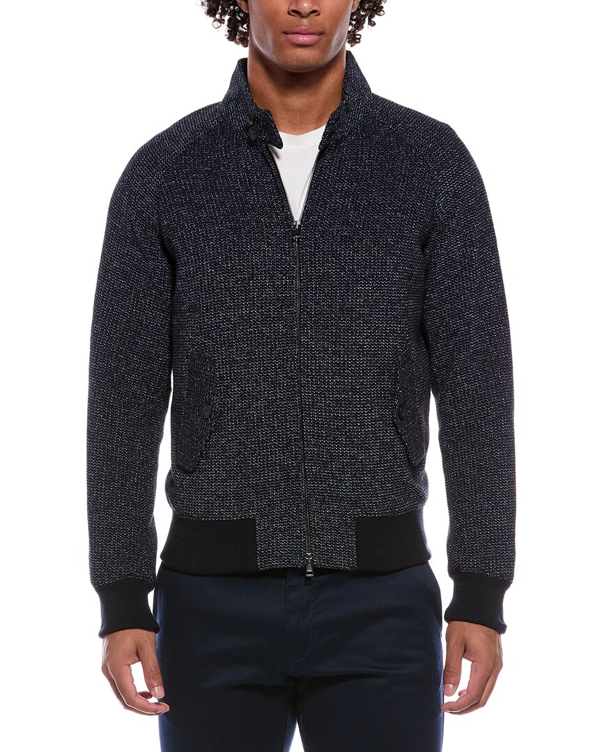 Slowear Zanone Wool Bomber Knit Jacket In Blue