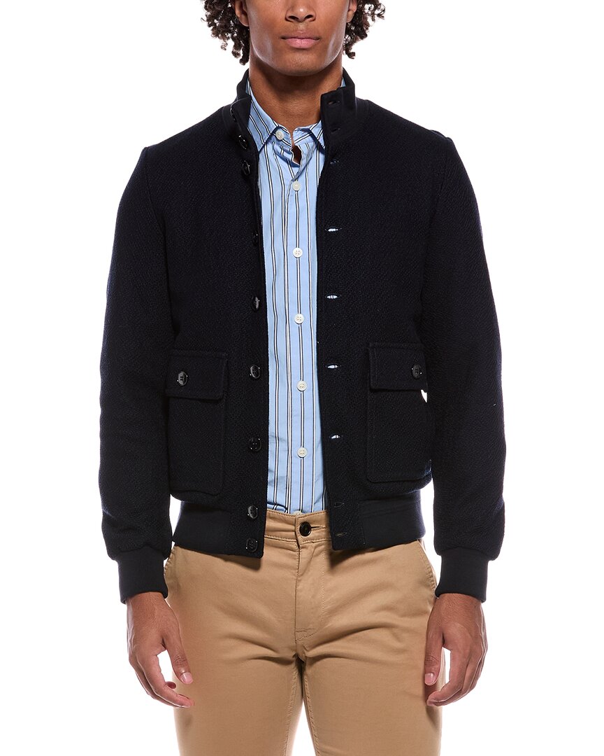 Slowear Incotex Bomber Knit Jacket In Blue