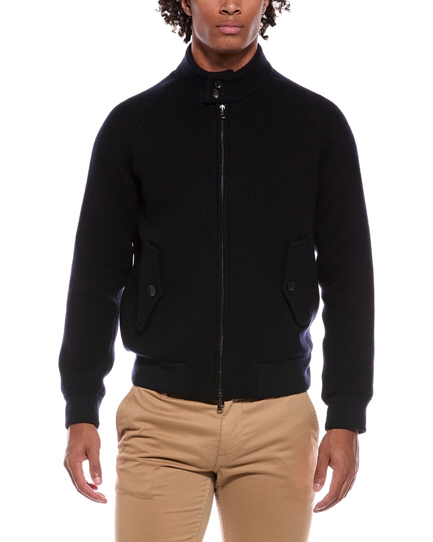 Slowear Zanone Wool Bomber Knit Jacket In Blue