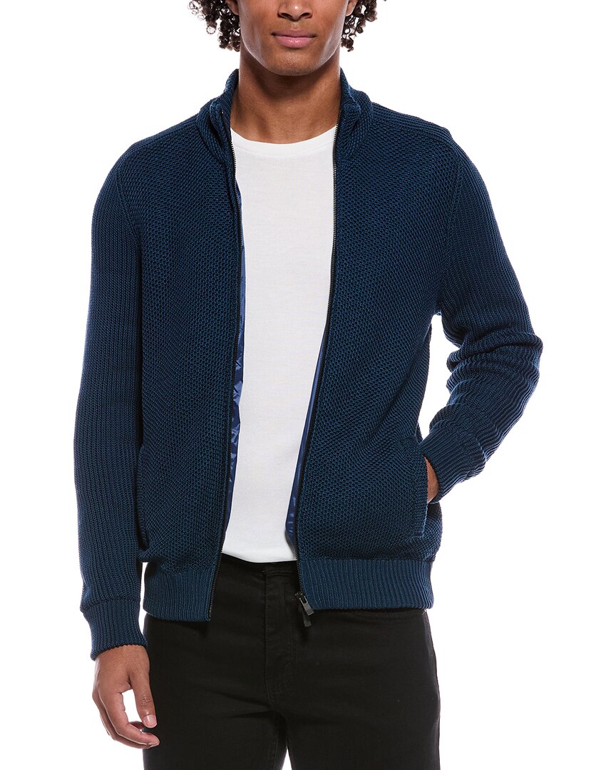 Slowear Incotex Knit Bomber Jacket In Blue
