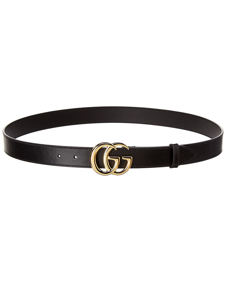 Gucci Double G Buckle Leather Belt In Black