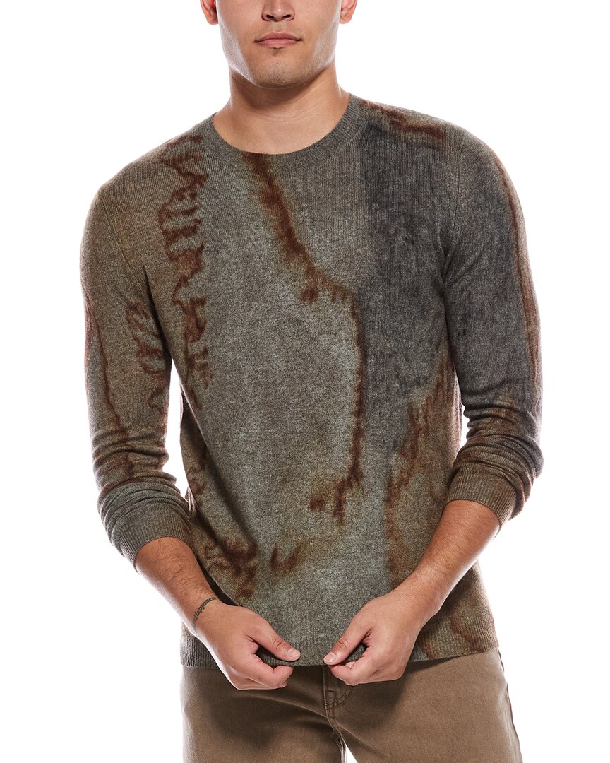 Autumn Cashmere Scorched Print Cashmere Crewneck Sweater In Gray