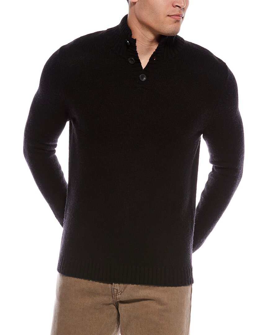 Autumn Cashmere Cashmere-blend Button Pullover In Black