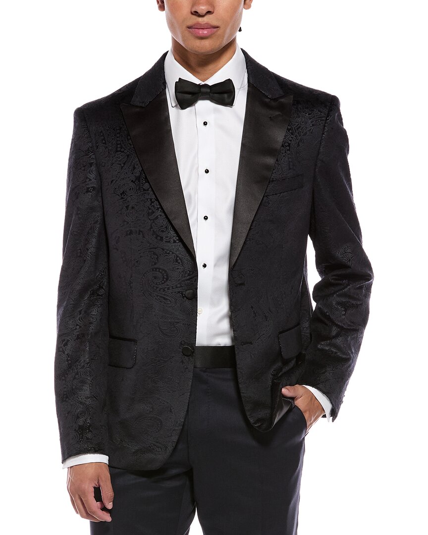 Report Collection Textured Velvet Blazer In Black