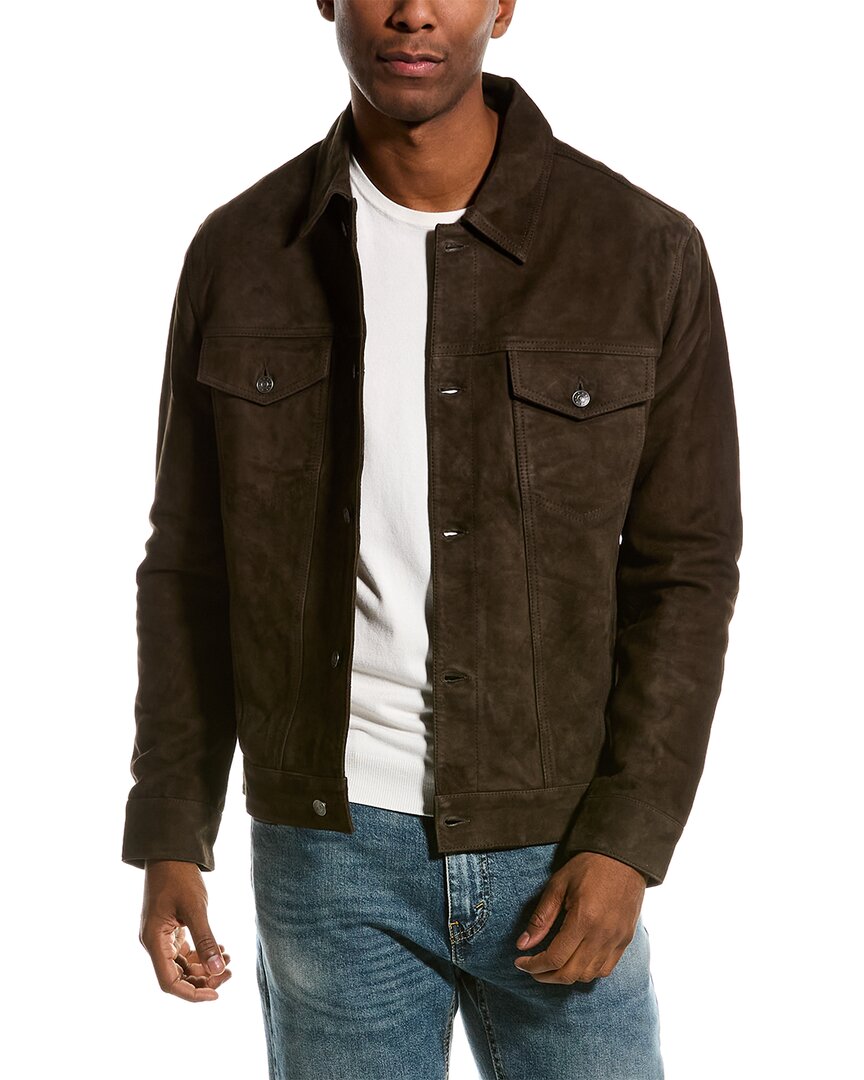 Slate & Stone Suede Trucker Jacket In Brown