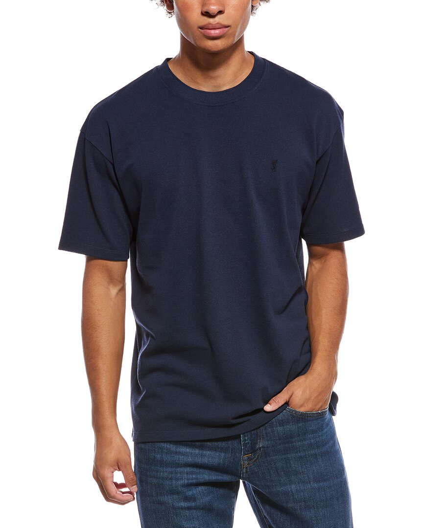 Saint Laurent Cassandre Oversized T-shirt In Blue