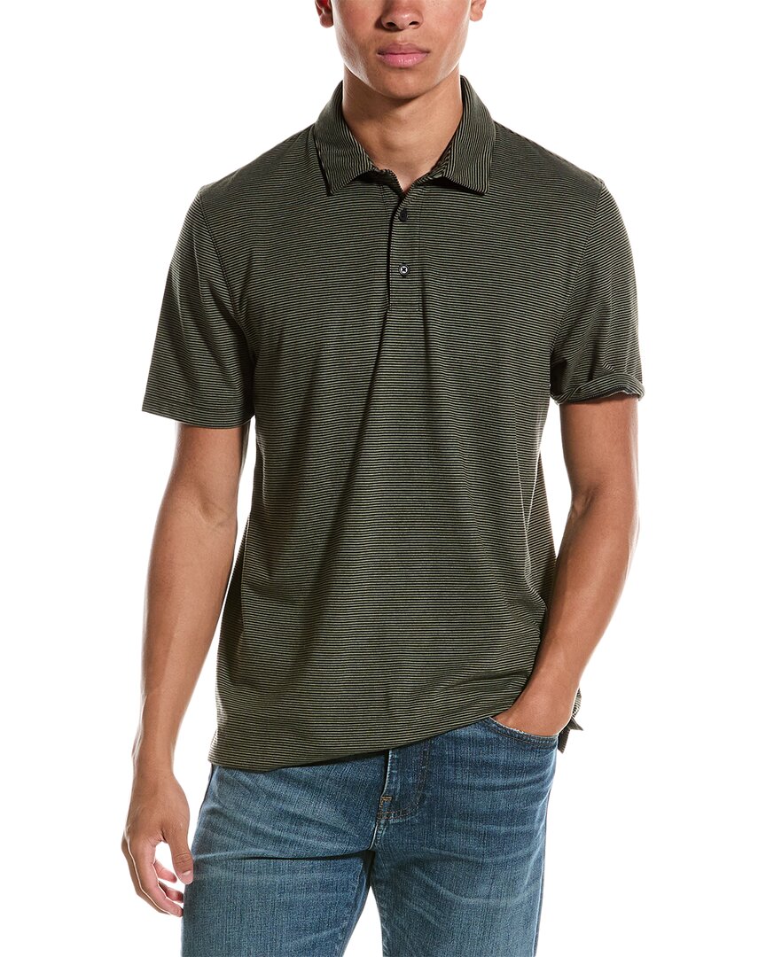 Vince Stripe Polo Shirt In Green