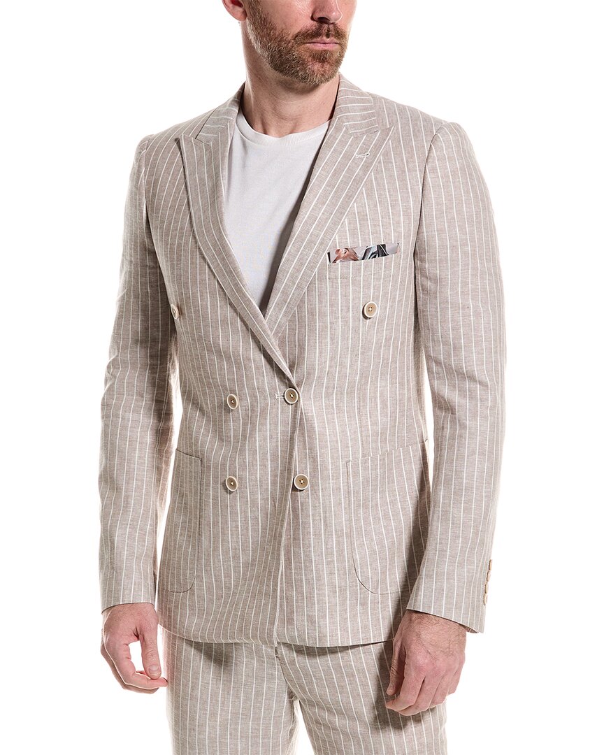 Shop Paisley & Gray Soho Slim Fit Linen-blend Jacket In Brown