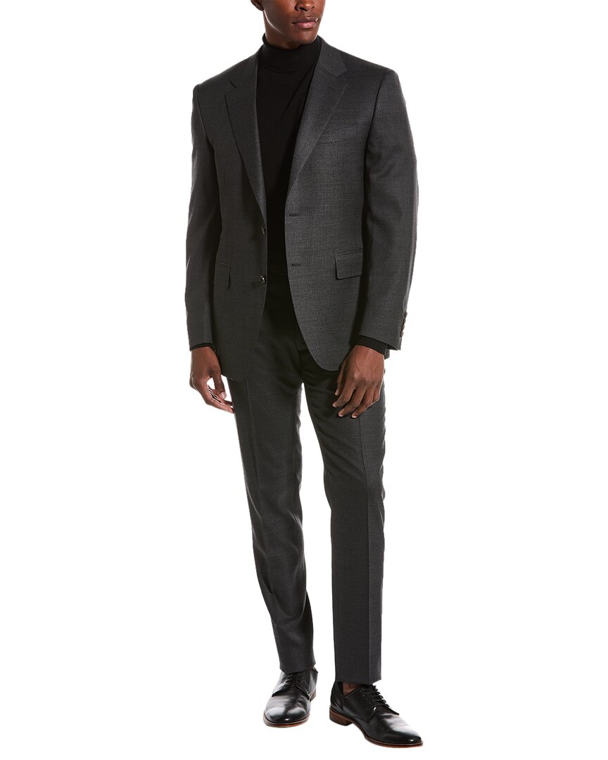 Shop Canali 2pc Wool-blend Suit In Grey