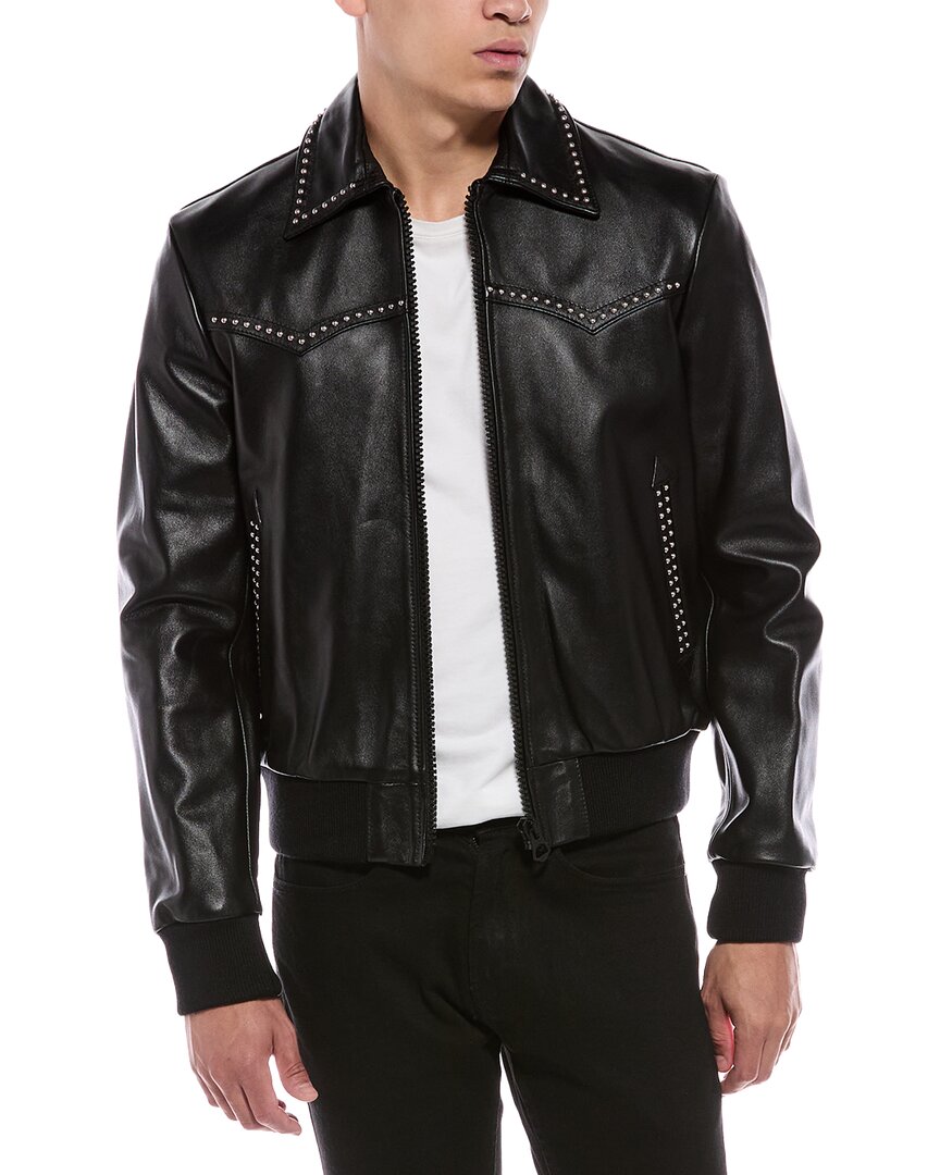 Blk Dnm Leather Jacket In Animal Print