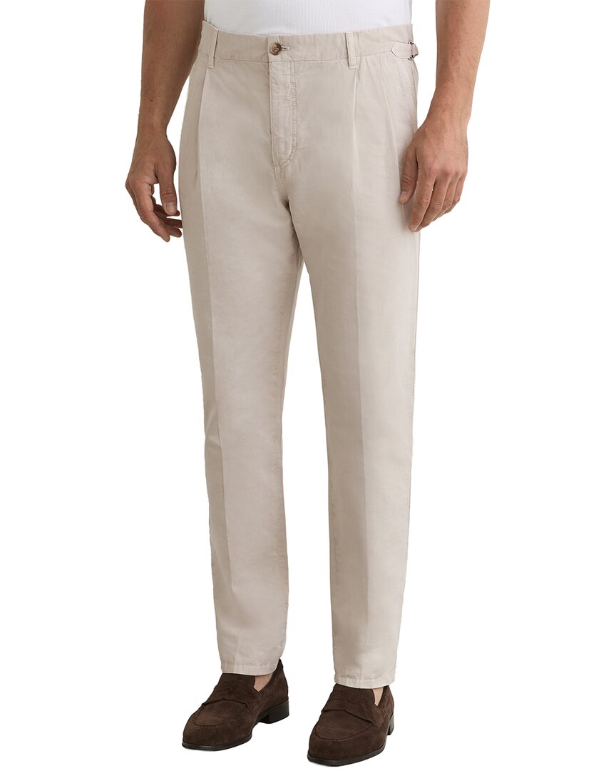 Reiss Pablo Side Adjuster Linen-blend Trouser In Stone