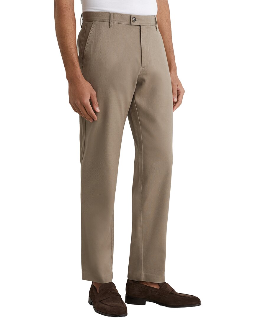 Reiss Dobby Pique Chino Trouser In Walnut Brown