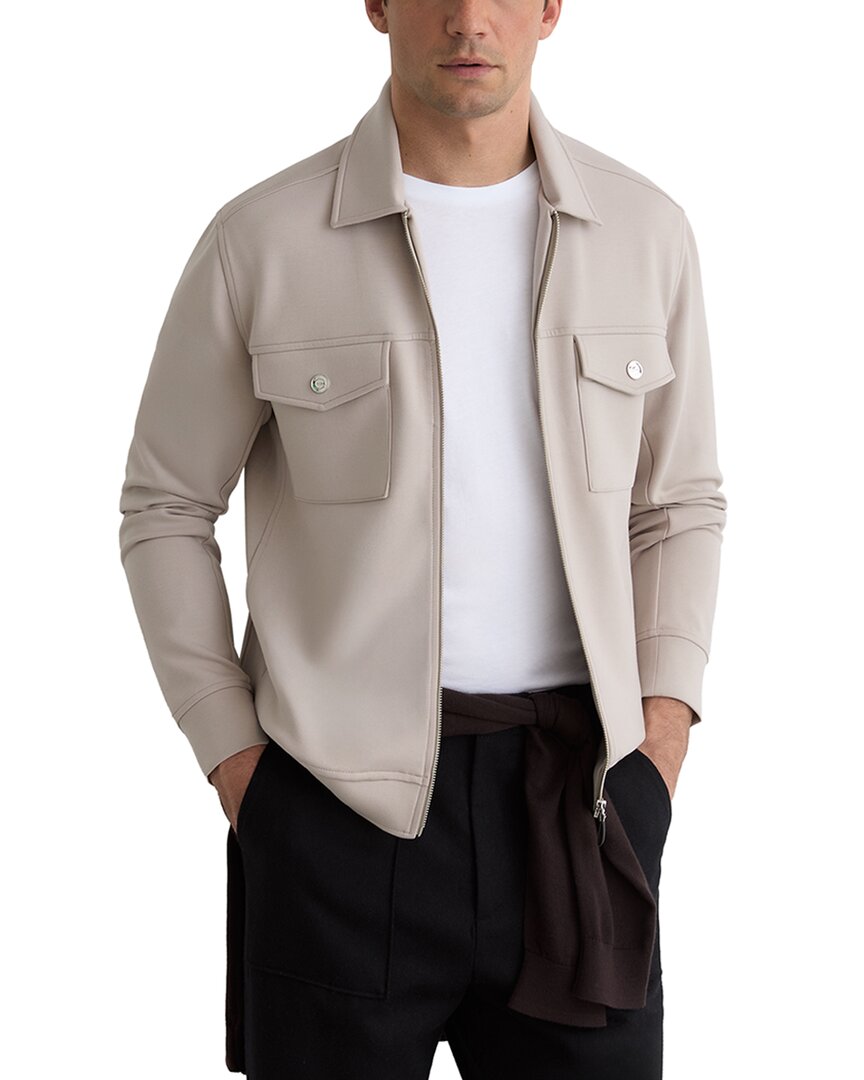 Reiss Medina Interlock Zip Jacket In Stone