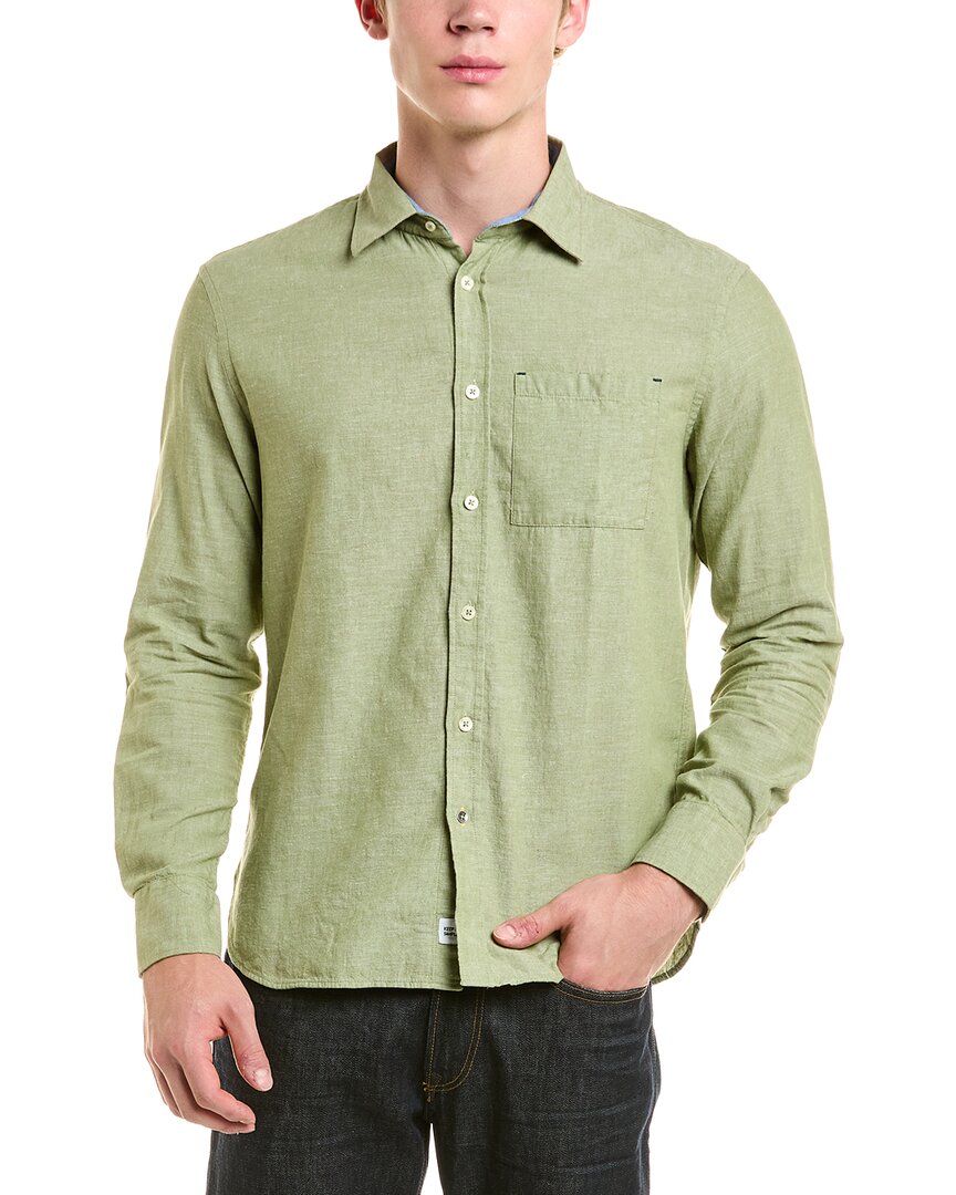 Gas Linen-blend Shirt In Green