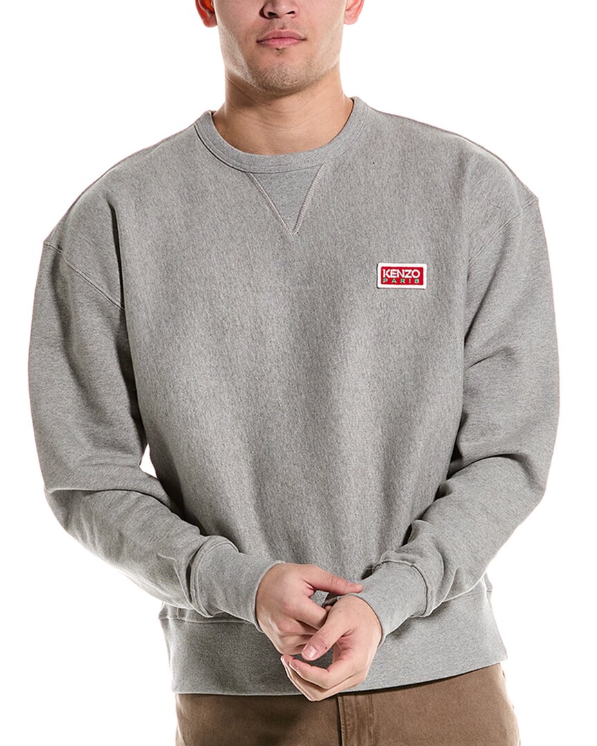 Shop Kenzo Crewneck Oversized Sweatshirt In Grey