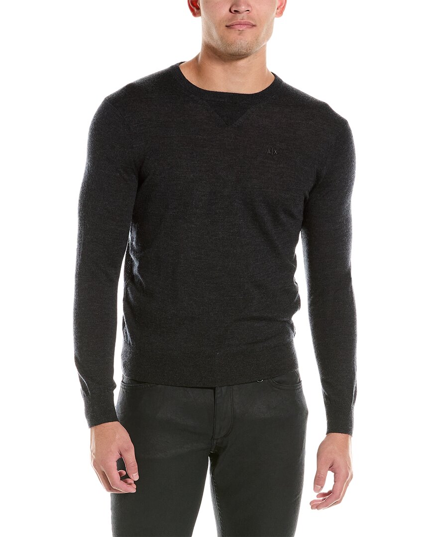 Shop Armani Exchange Wool Pullover In Grey