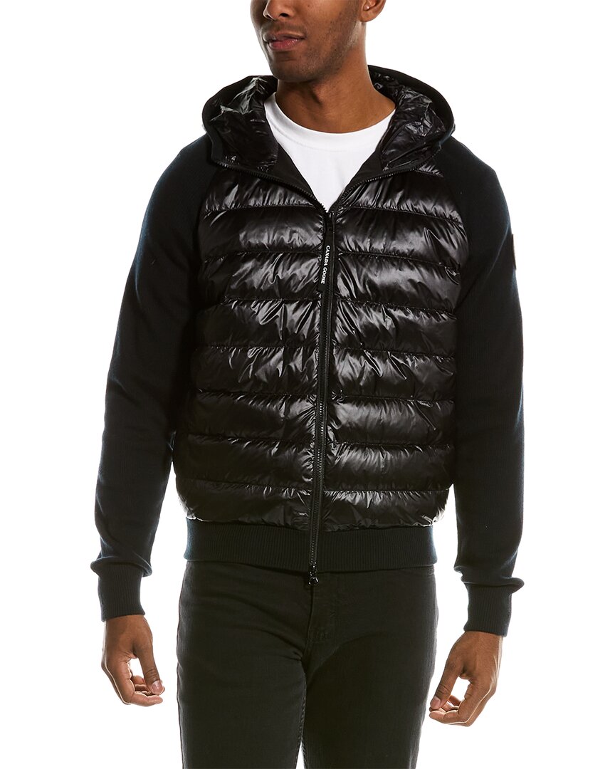 Shop Canada Goose Hybridge Knit Wool Down Jacket In Black
